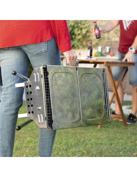 Barbecue au Charbon de Bois Pliable en Acier Inoxydable ExelQ InnovaGoods Acier inoxydable (Reconditionné B)