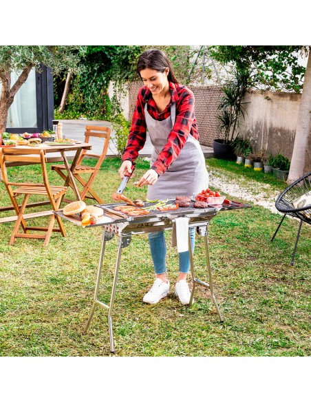 Barbecue au Charbon de Bois Pliable en Acier Inoxydable ExelQ InnovaGoods Acier inoxydable (Reconditionné B)