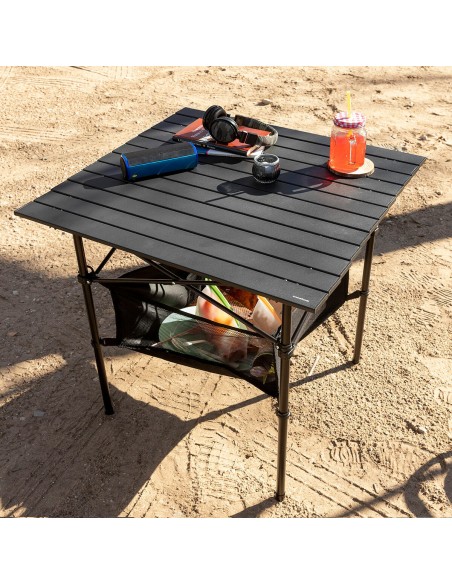 Table de Camping Pliante avec Panier et Housse Folble InnovaGoods NA Noir (Reconditionné B)
