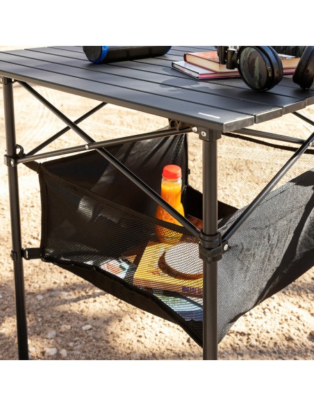 Table de Camping Pliante avec Panier et Housse Folble InnovaGoods NA Noir (Reconditionné B)