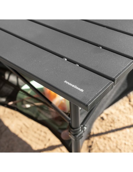 Table de Camping Pliante avec Panier et Housse Folble InnovaGoods NA Noir (Reconditionné B)