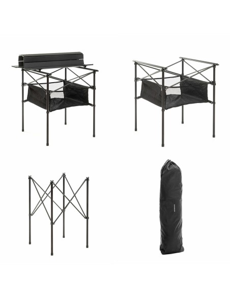 Table de Camping Pliante avec Panier et Housse Folble InnovaGoods NA Noir (Reconditionné B)