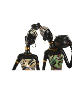 Figurine Décorative Home ESPRIT Multicouleur Africaine 10 x 7,5 x 38,5 cm (2 Unités) 2