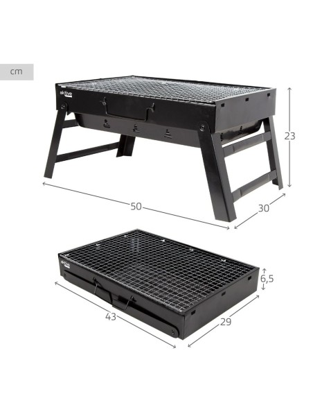 Barbecue Portable Aktive Rectangulaire Noir 50 x 23 x 30 cm (2 Unités)