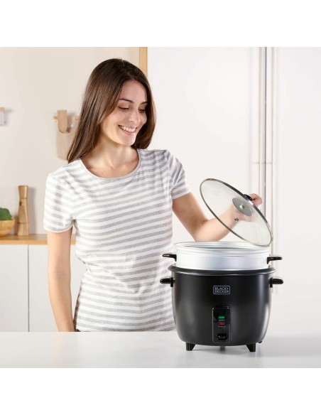 cuiseur à riz Black & Decker BXRC1800E Noir 1,8 L Blanc Aluminium 700 W