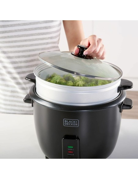 cuiseur à riz Black & Decker BXRC1800E Noir 1,8 L Blanc Aluminium 700 W