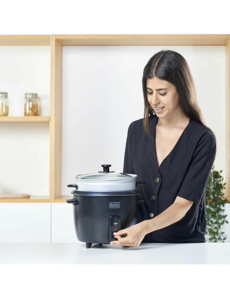 cuiseur à riz Black & Decker BXRC1800E Noir 1,8 L Blanc Aluminium 700 W