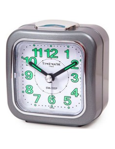 Réveil Analogique Timemark Gris Silencieux avec son Mode nuit (7.5 x 8 x 4.5 cm)