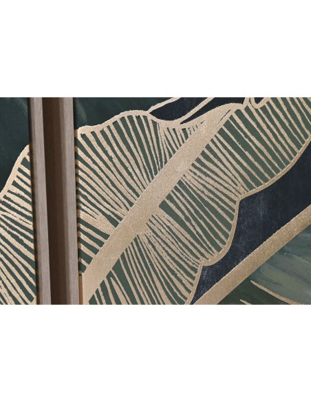 Jeu de 3 tableaux Home ESPRIT Palmiers Tropical 180 x 4 x 120 cm (3 Pièces)