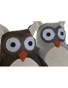 Support de porte Home ESPRIT Sable 25 x 12 x 20 cm Hibou (2 Unités) 2