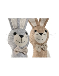 Support de porte Home ESPRIT Sable 20 x 10 x 35 cm Lapin (2 Unités) 2