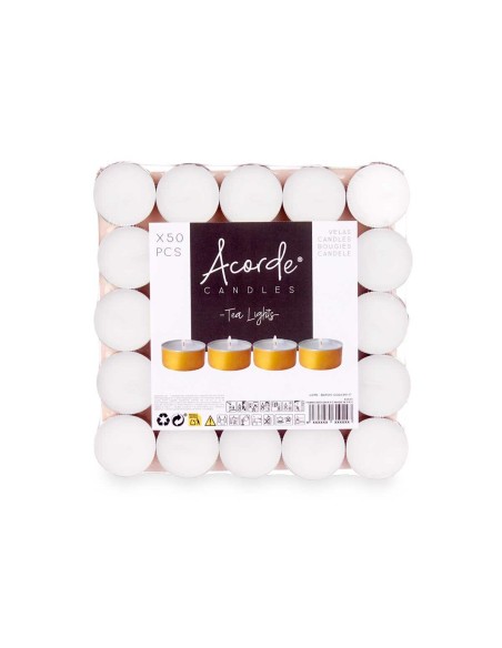 Ensemble de Bougies Acorde Tea Lights Blanc Doré (20 Unités)