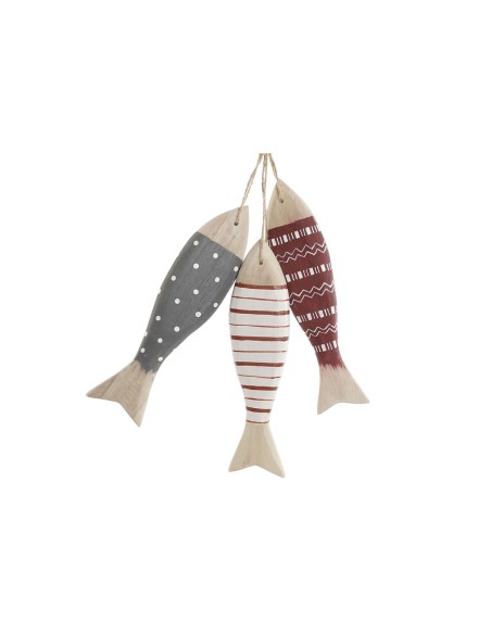 Décoration Suspendue Home ESPRIT Bleu Rouge Multicouleur Poissons 5 x 2 x 20 cm (2 Unités)