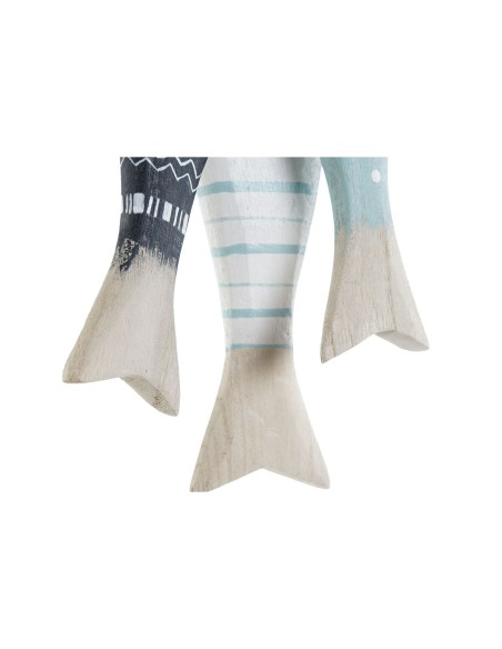 Décoration Suspendue Home ESPRIT Bleu Blanc Naturel Poissons 5 x 5 x 20 cm (2 Unités)