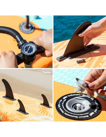 Planche de Paddle Surf Gonflable 2 en 1 avec Siège et Accessoires InnovaGoods Orange 10'5" 320 cm (Reconditionné D)