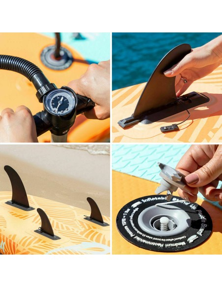 Planche de Paddle Surf Gonflable 2 en 1 avec Siège et Accessoires InnovaGoods Orange 10'5" 320 cm (Reconditionné D)
