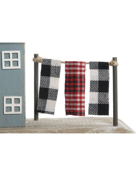 Figurine Décorative Home ESPRIT Bleu Rouge Multicouleur Maisons 25,5 x 9 x 13,5 cm (2 Unités)
