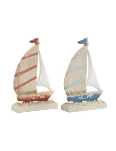 Figurine Décorative Home ESPRIT Bleu Rouge Naturel Voilier 15 x 4,5 x 23,5 cm (2 Unités)