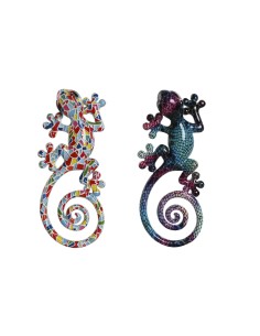Décoration murale Home ESPRIT Multicouleur Mosaïque Lézard méditerranéen 8 x 4 x 20 cm (2 Unités)