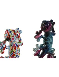 Décoration murale Home ESPRIT Multicouleur Mosaïque Lézard méditerranéen 8 x 4 x 20 cm (2 Unités) 2
