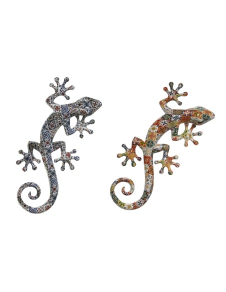 Décoration murale Home ESPRIT Multicouleur Lézard méditerranéen 13 x 5 x 29 cm (2 Unités)
