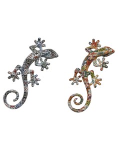 Décoration murale Home ESPRIT Multicouleur Lézard méditerranéen 10 x 4 x 22 cm (2 Unités)