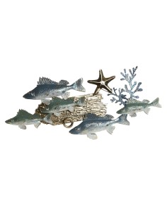 Décoration murale Home ESPRIT Bleu Doré méditerranéen Poissons 100 x 5 x 46 cm