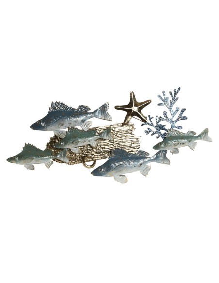 Décoration murale Home ESPRIT Bleu Doré méditerranéen Poissons 100 x 5 x 46 cm