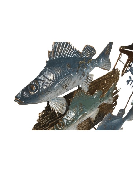 Décoration murale Home ESPRIT Bleu Doré méditerranéen Poissons 100 x 5 x 46 cm