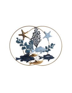 Décoration murale Home ESPRIT Bleu Doré méditerranéen Poissons 83 x 6 x 63 cm