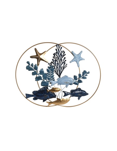 Décoration murale Home ESPRIT Bleu Doré méditerranéen Poissons 83 x 6 x 63 cm