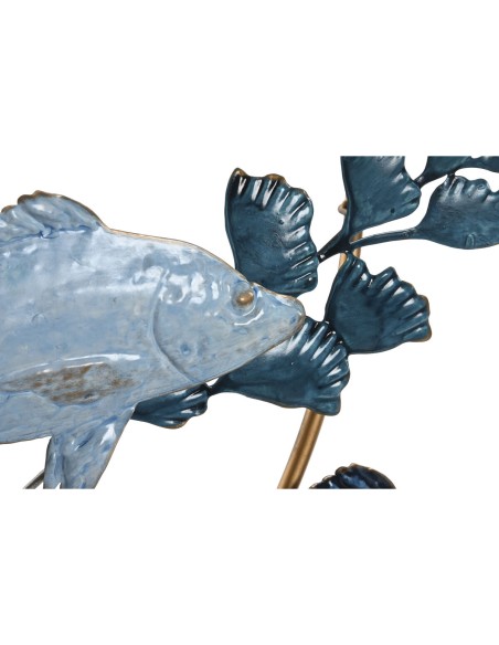 Décoration murale Home ESPRIT Bleu Doré méditerranéen Poissons 83 x 6 x 63 cm