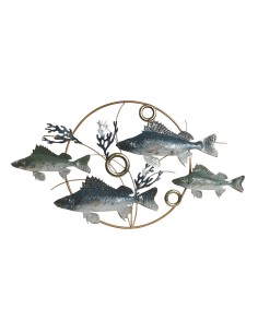 Décoration murale Home ESPRIT Bleu Doré méditerranéen Poissons 91 x 4,5 x 50 cm
