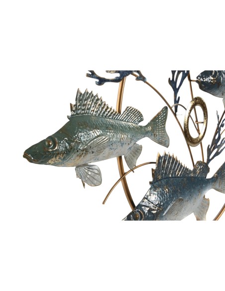 Décoration murale Home ESPRIT Bleu Doré méditerranéen Poissons 91 x 4,5 x 50 cm