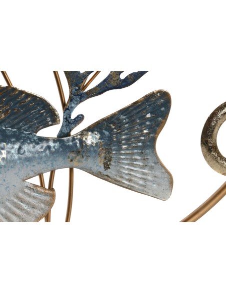 Décoration murale Home ESPRIT Bleu Doré méditerranéen Poissons 91 x 4,5 x 50 cm