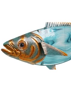 Décoration murale Home ESPRIT Bleu Multicouleur Doré Poisson méditerranéen 70 x 4,5 x 25,5 cm (2 Unités) 2