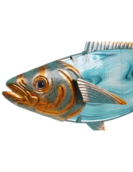 Décoration murale Home ESPRIT Bleu Multicouleur Doré Poisson méditerranéen 70 x 4,5 x 25,5 cm (2 Unités)