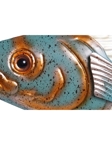 Décoration murale Home ESPRIT Bleu Multicouleur Doré Poisson méditerranéen 70 x 4,5 x 25,5 cm (2 Unités)