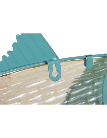Décoration murale Home ESPRIT Bleu Multicouleur Doré Poisson méditerranéen 70 x 4,5 x 25,5 cm (2 Unités)