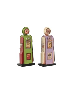 Figurine Décorative Home ESPRIT Magenta Pistache Vintage gasolinera 7 x 4 x 17 cm (2 Unités)