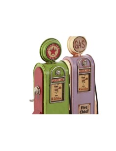 Figurine Décorative Home ESPRIT Magenta Pistache Vintage gasolinera 7 x 4 x 17 cm (2 Unités) 2