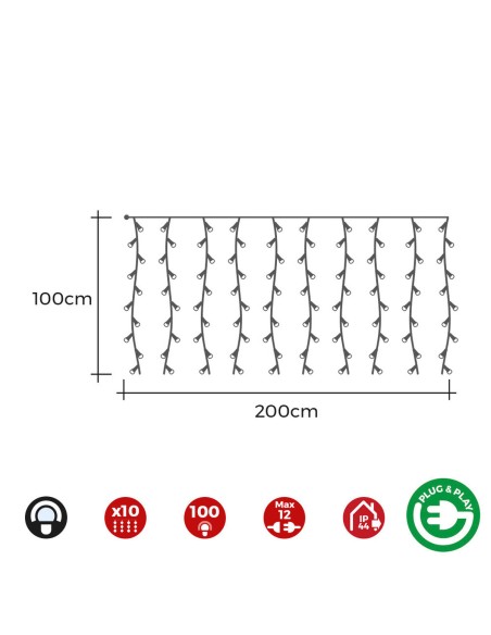 Barrière lumineuse LED EDM 71480 1,8 W 2 x 1 m Blanc
