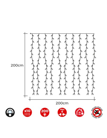 Guirlande lumineuse LED EDM 71262 3,2 W 2 x 2 m Blanc (Blanc froid 6500K) (1 Unité)
