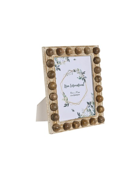 Cadre photo Home ESPRIT Blanc Marron Verre Bois de manguier 21 x 3 x 26 cm