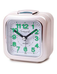 Réveil Analogique Timemark Blanc Silencieux avec son Mode nuit (7.5 x 8 x 4.5 cm)