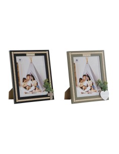 Cadre photo Home ESPRIT Noir Vert Naturel Verre Bois MDF Scandinave 26,5 x 2 x 31,5 cm (2 Unités)