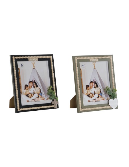 Cadre photo Home ESPRIT Noir Vert Naturel Verre Bois MDF Scandinave 26,5 x 2 x 31,5 cm (2 Unités)