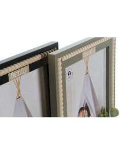Cadre photo Home ESPRIT Noir Vert Naturel Verre Bois MDF Scandinave 26,5 x 2 x 31,5 cm (2 Unités) 2