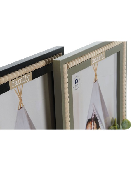 Cadre photo Home ESPRIT Noir Vert Naturel Verre Bois MDF Scandinave 26,5 x 2 x 31,5 cm (2 Unités)