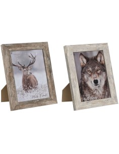 Cadre photo Home ESPRIT Blanc Naturel Verre polystyrène Scandinave 19,5 x 2 x 24,5 cm (2 Unités)